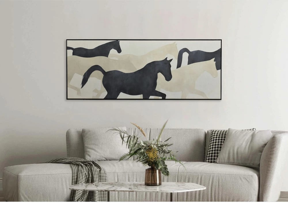 Pikturë dekorative Power of Freedom, kanavacë, bezhë e zezë, 180x70x4cm