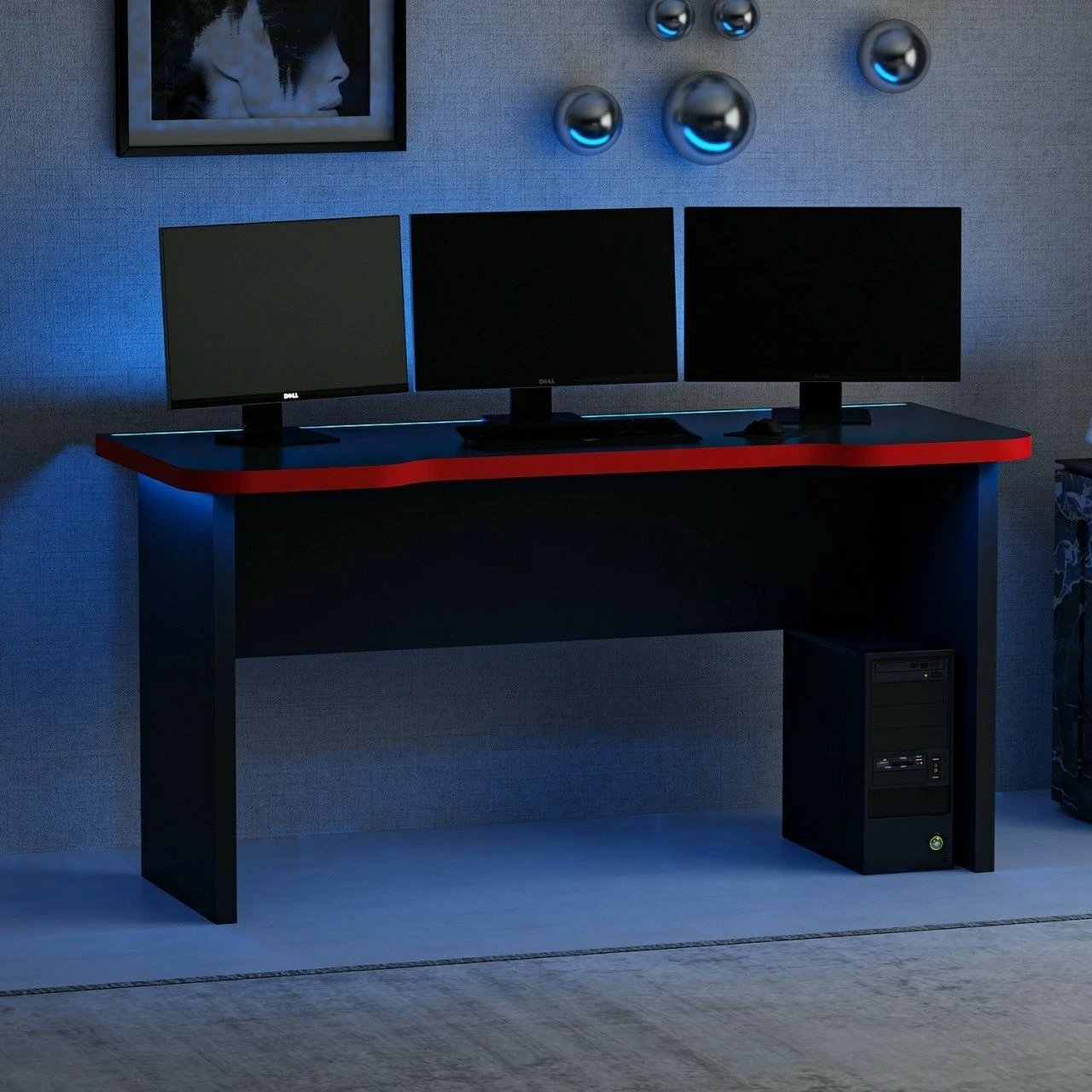 Tavolinë gaming Skye Decor, Phoenix 1, e zezë, e kuqe
