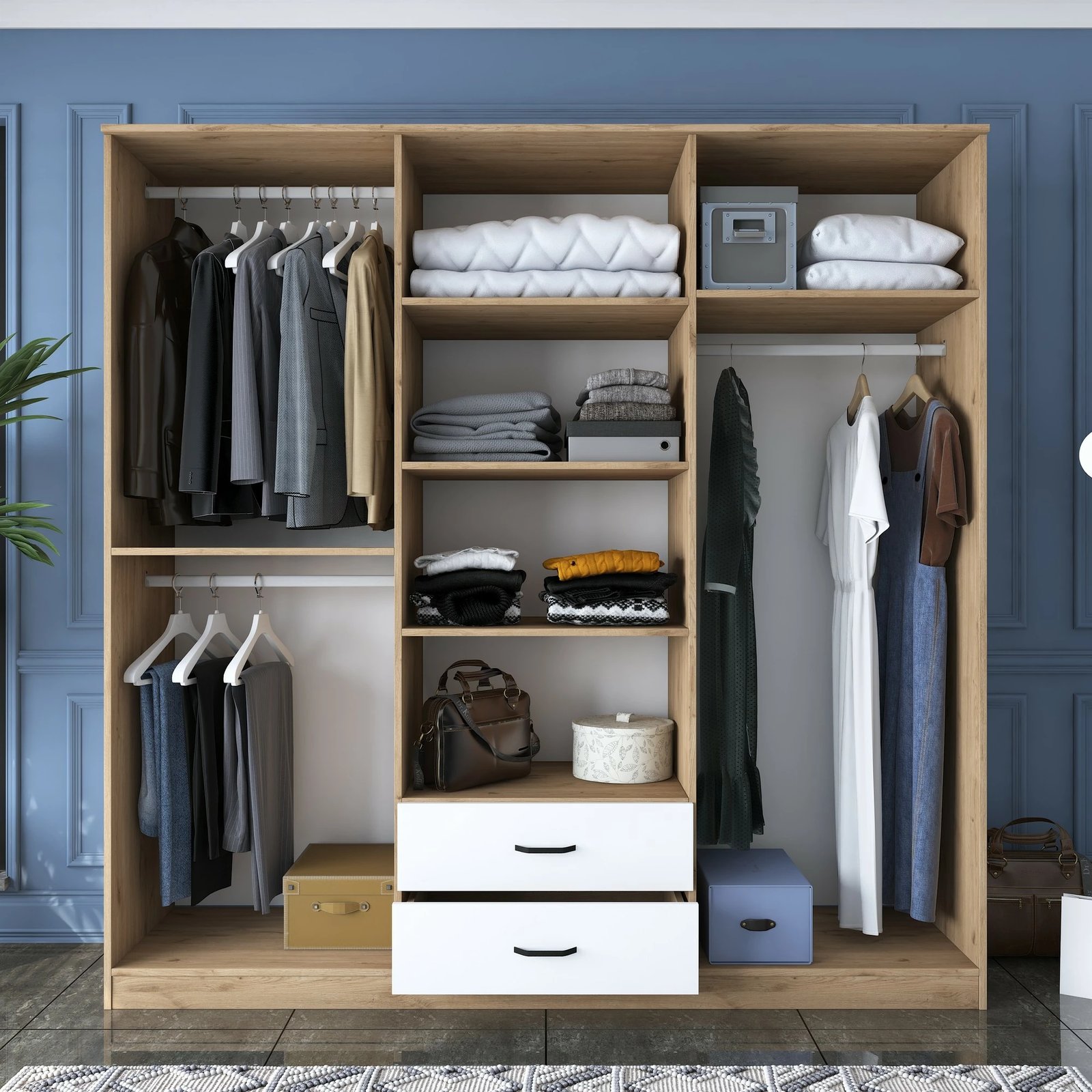 Dollap Skye Decor, ngjyrë arre dhe e bardhë, BA130 - 3049