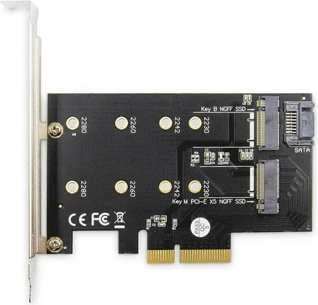 Kartë zgjeruese Digitus DS-33170 për SSD M.2 NGFF/NVMe, PCIe 3.0 x4, me kabllo SATA, e zezë
