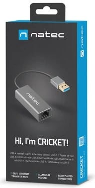Kartelë rrjeti USB 3.0 Natec Cricket, RJ-45 1Gbps, Gri Kartelë rrjeti USB 3.0 Natec Cricket, RJ-45 1Gbps, Gri