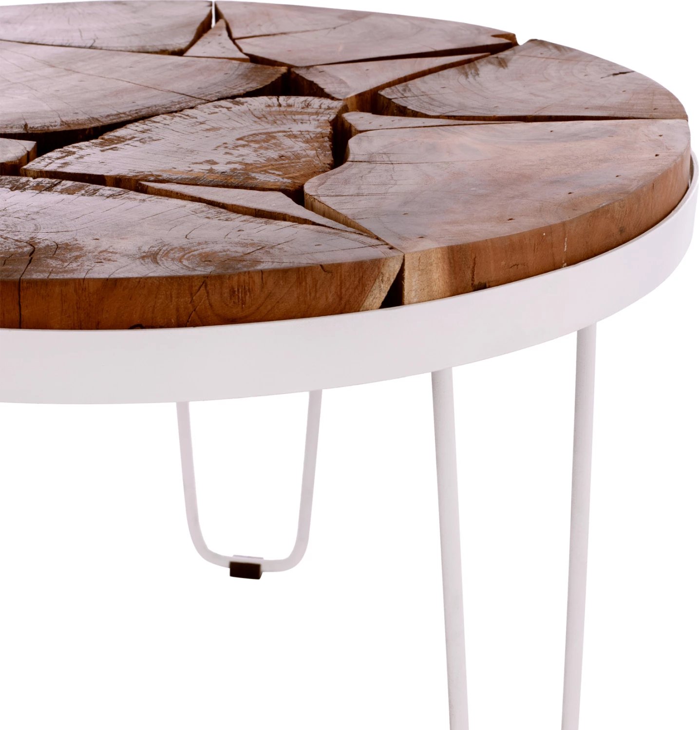 Tavolinë e shkurtë rrethore prej akacie, kornizë e bardhë, FH8366.12