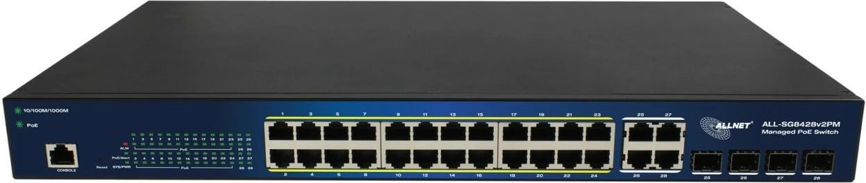 Switch ALLNET ALL-SG8428V2PM, Managed, L2, Gigabit Ethernet, PoE, Rack mounting