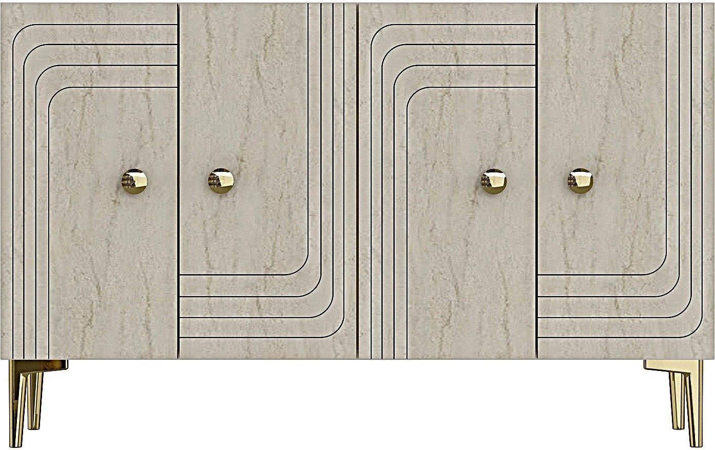 Konsolë Skye Decor Lessi 120, e bardhë, travertin, ar