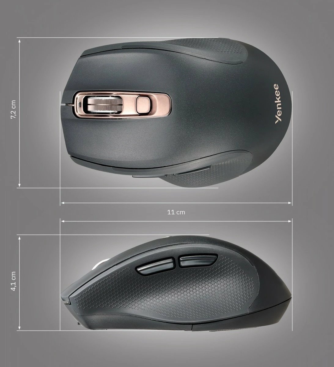 Maus wireless YENKEE YMS 2090 NEO PRO, dual Bluetooth + 2.4GHz, USB-A/USB-C receiver, 7 butona, 2400 DPI, zi/rose gold