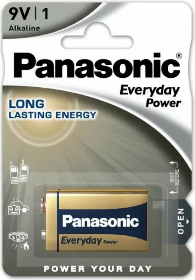 Bateri origjinal Panasonic 9V alkaline per aparate te ndryshme - multimeter e te tjera 