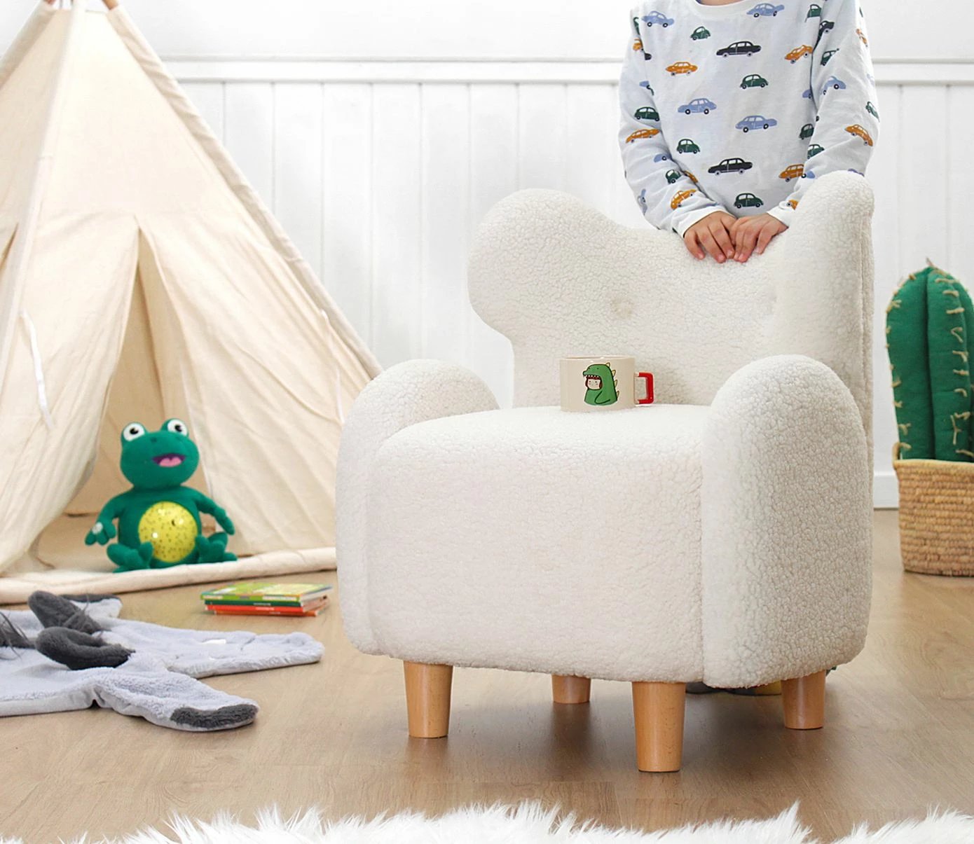 Karrige fëmijësh me krahë Juano Teddy, ngjyrë e bardhë