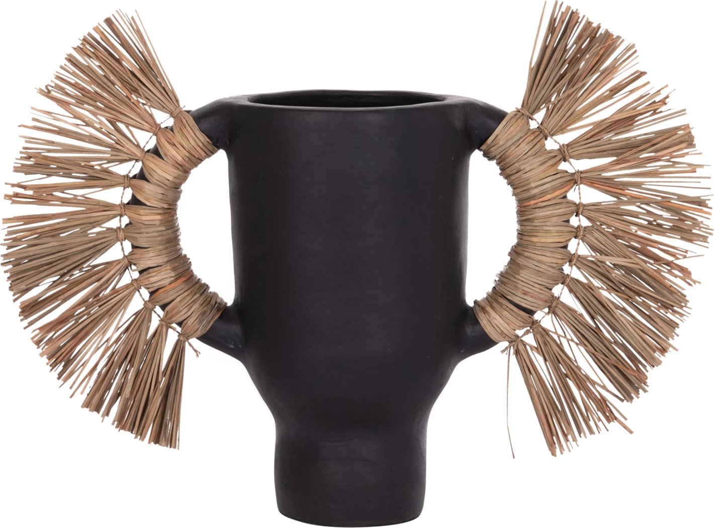 Vazo dekorative tavoline ALICA, terrakotë e zezë, bar i thatë, 55x19x34cm