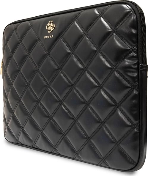 Mbështjellës laptopi Guess Quilted 4G, 16 inç, lëkurë ekologjike, e zezë