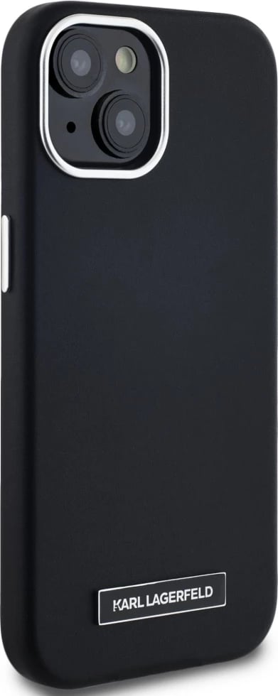 Mbështjellës Karl Lagerfeld FW Metal Plate MagSafe për iPhone 15, i zi