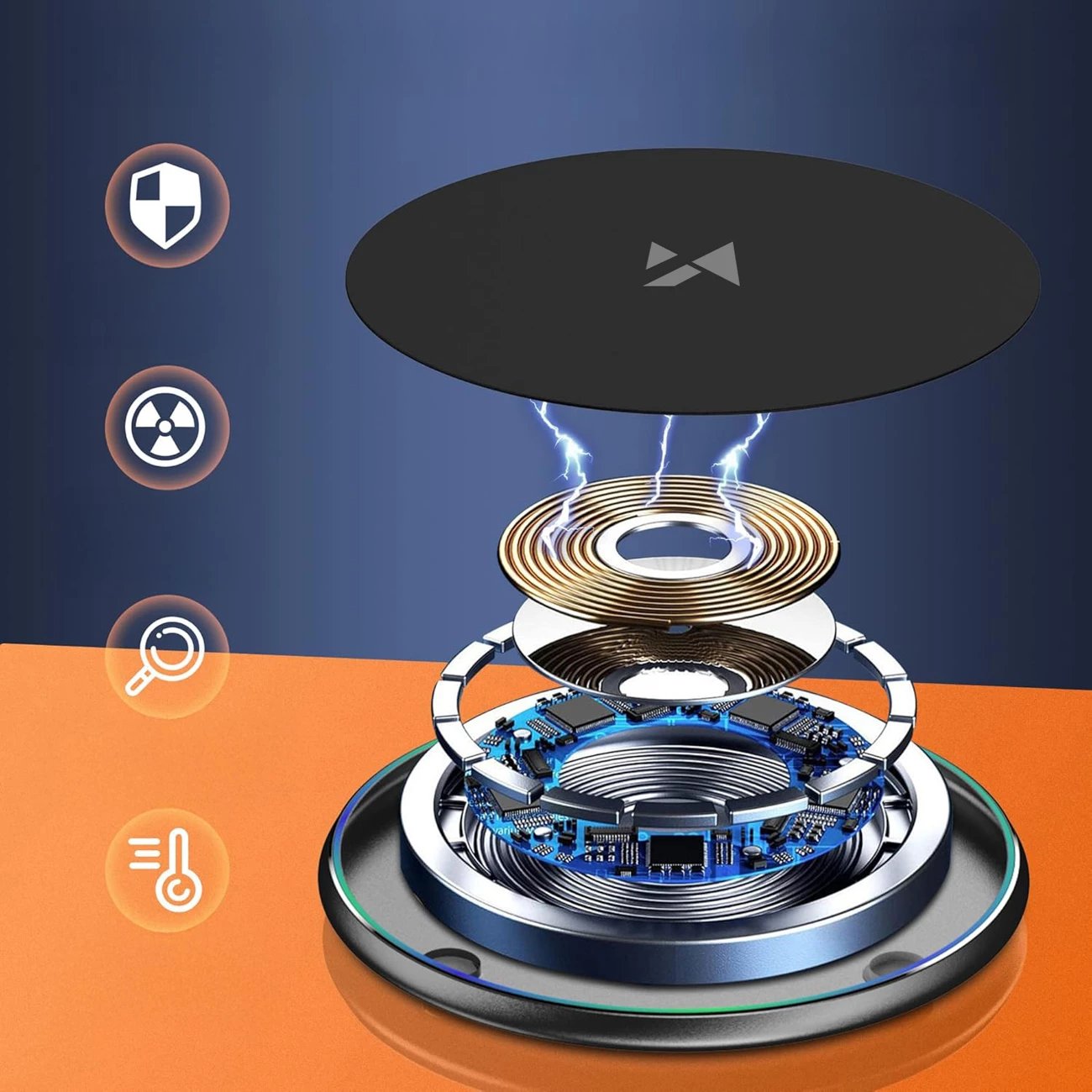 Karikues pa tel Qi 15W, Wozinsky WLI-01Y, me kabllo USB-C, i zi