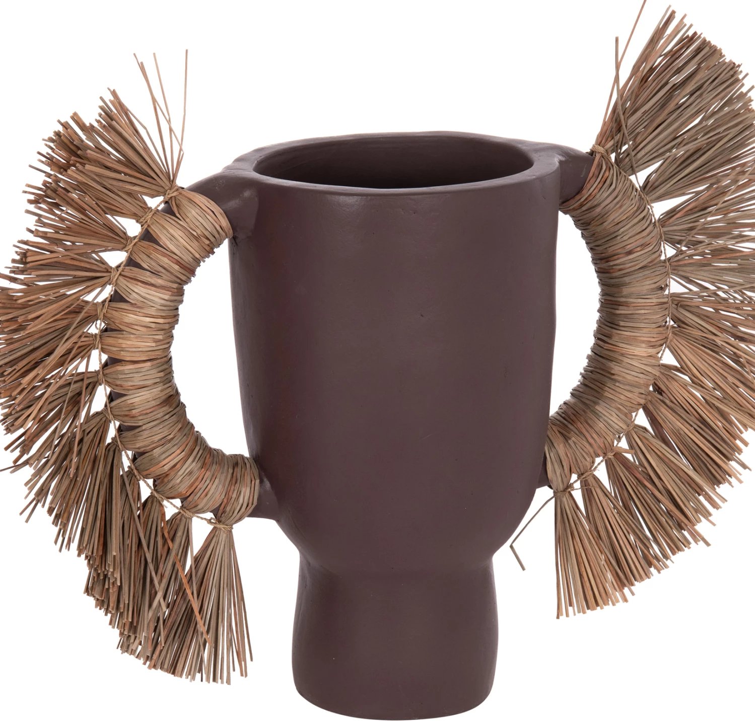 Vazo dekorative tavoline ALICA, terrakotë, ngjyrë çokollate, me bar të thatë, 64x22x38cm Vazo dekorative tavoline ALICA, terrakotë, ngjyrë çokollate, me bar të thatë, 64x22x38cm