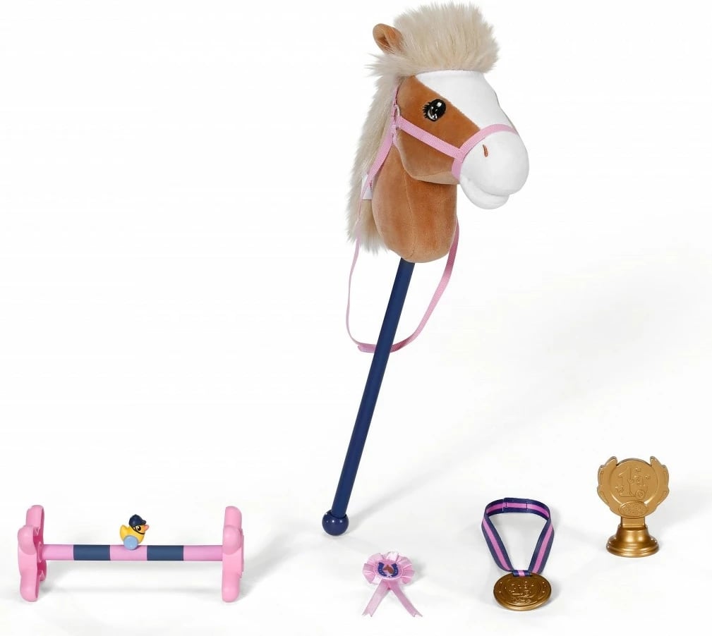 Set hobby horsing me kalë në shkop, Zapf Baby Born, 837375-116725, për kukulla 36 cm dhe 43 cm, shumëngjyrësh