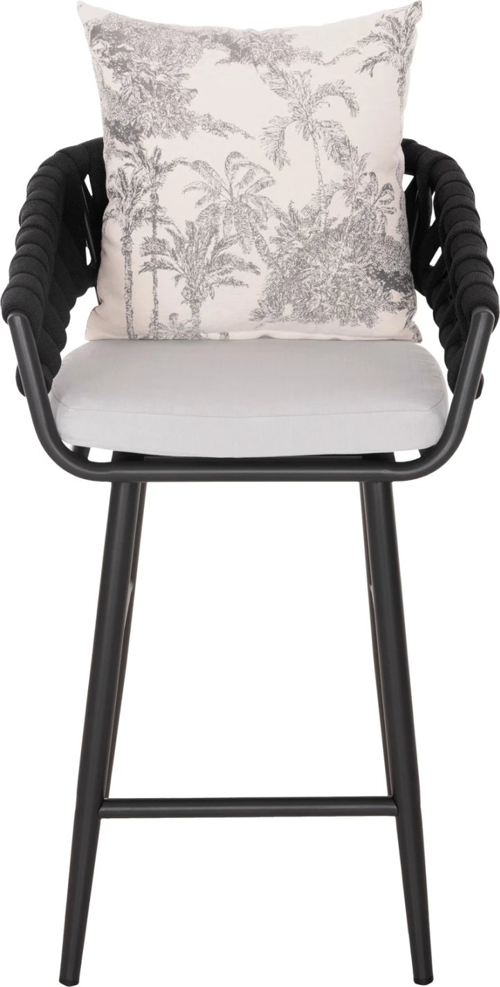 Karrige për bar alumini CAMDEN FH6142.01, ngjyrë antracit, me jastëk mbrapa ecru me dizajn print, 56x60x108H cm