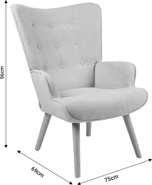 Karrige Fluffy, pëlhurë kadife, këmbë natyrale, 75x69x96cm