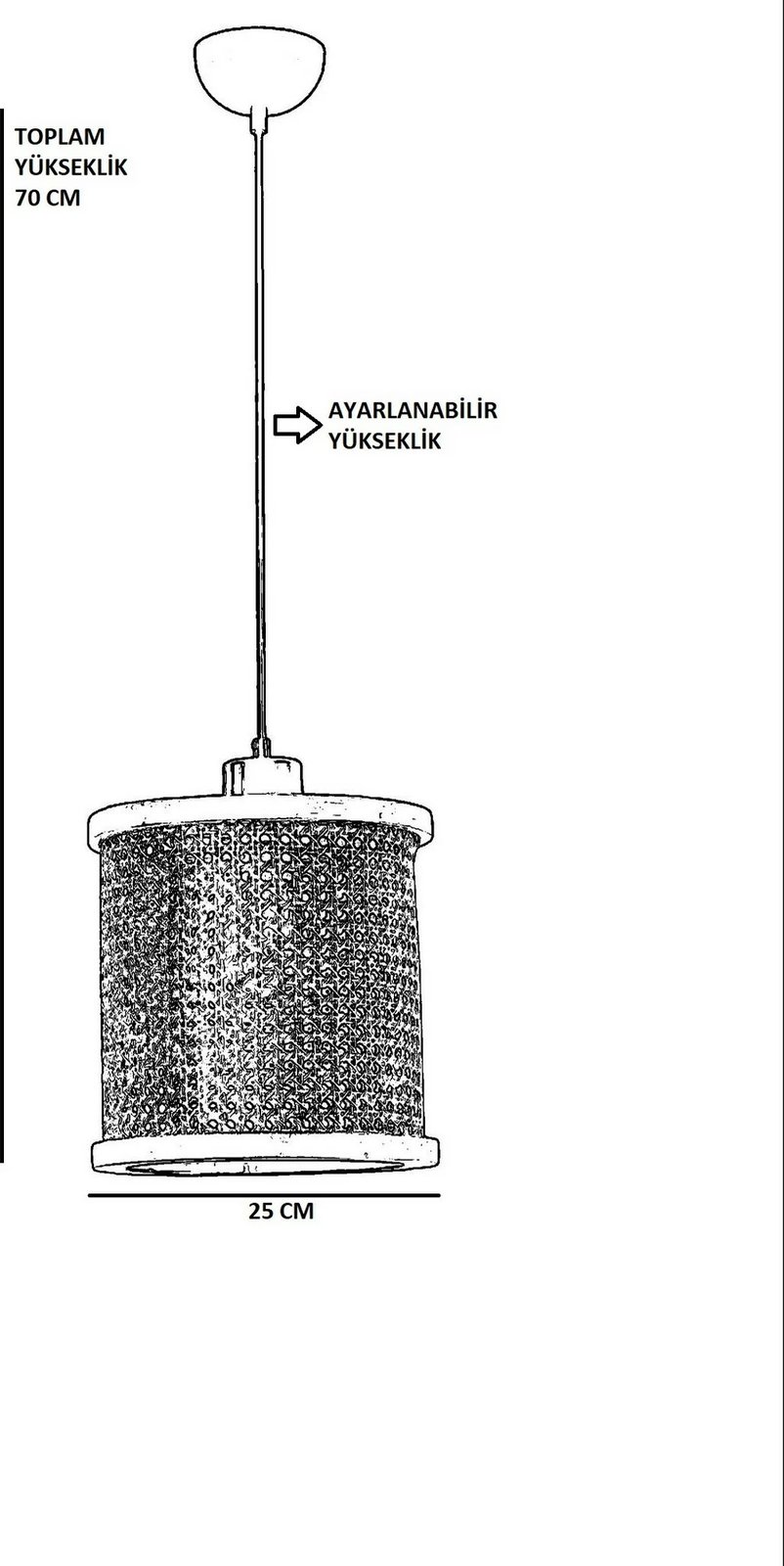Llambë tavani Opviq Gizem, dru arre, ratan, një copë