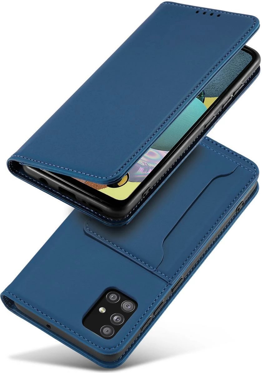 Mbështjellës Hurtel Magnet Card Case për Samsung Galaxy A13 5G, me kapak, portofol dhe mbajtëse, Kaltër