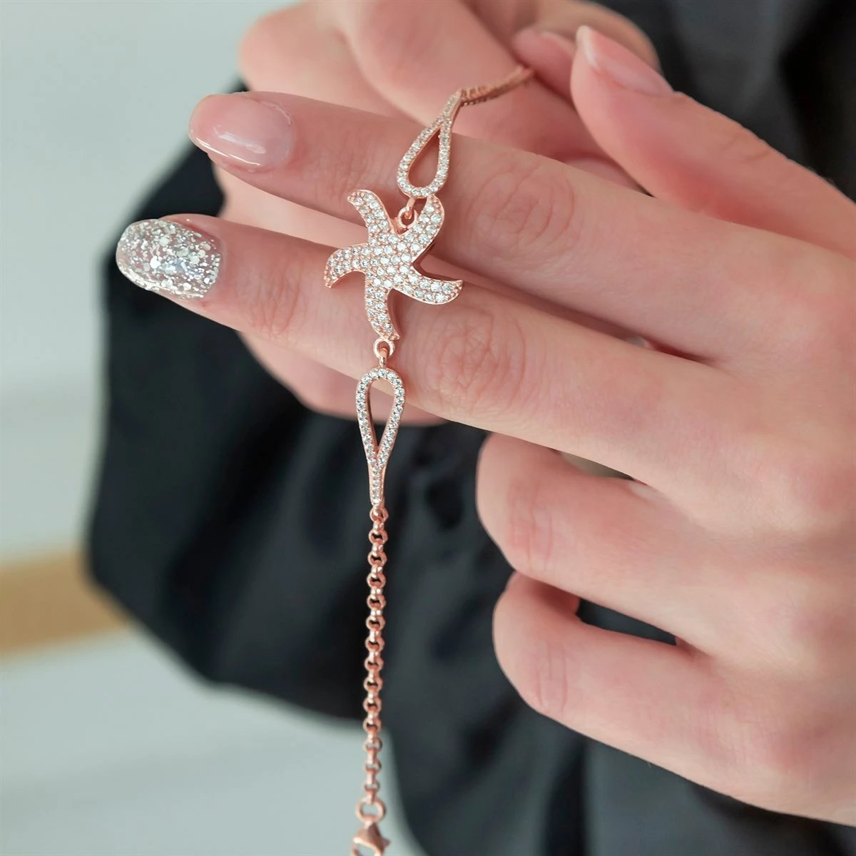 Byzylyk argjendi Jumeon, NRZ99101, ngjyrë rozë e artë, me zirkon