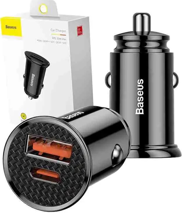 Karikues veture Baseus Circular Plastic A+C 30W, USB-A/USB-C, i zi