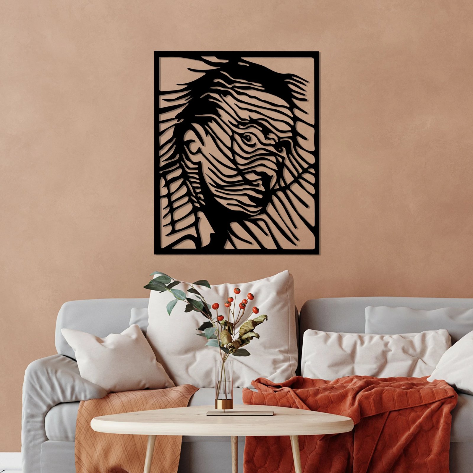 Aksesor dekorativ metalik për mur, Wallity Dali, ngjyrë e zezë, 45x56cm