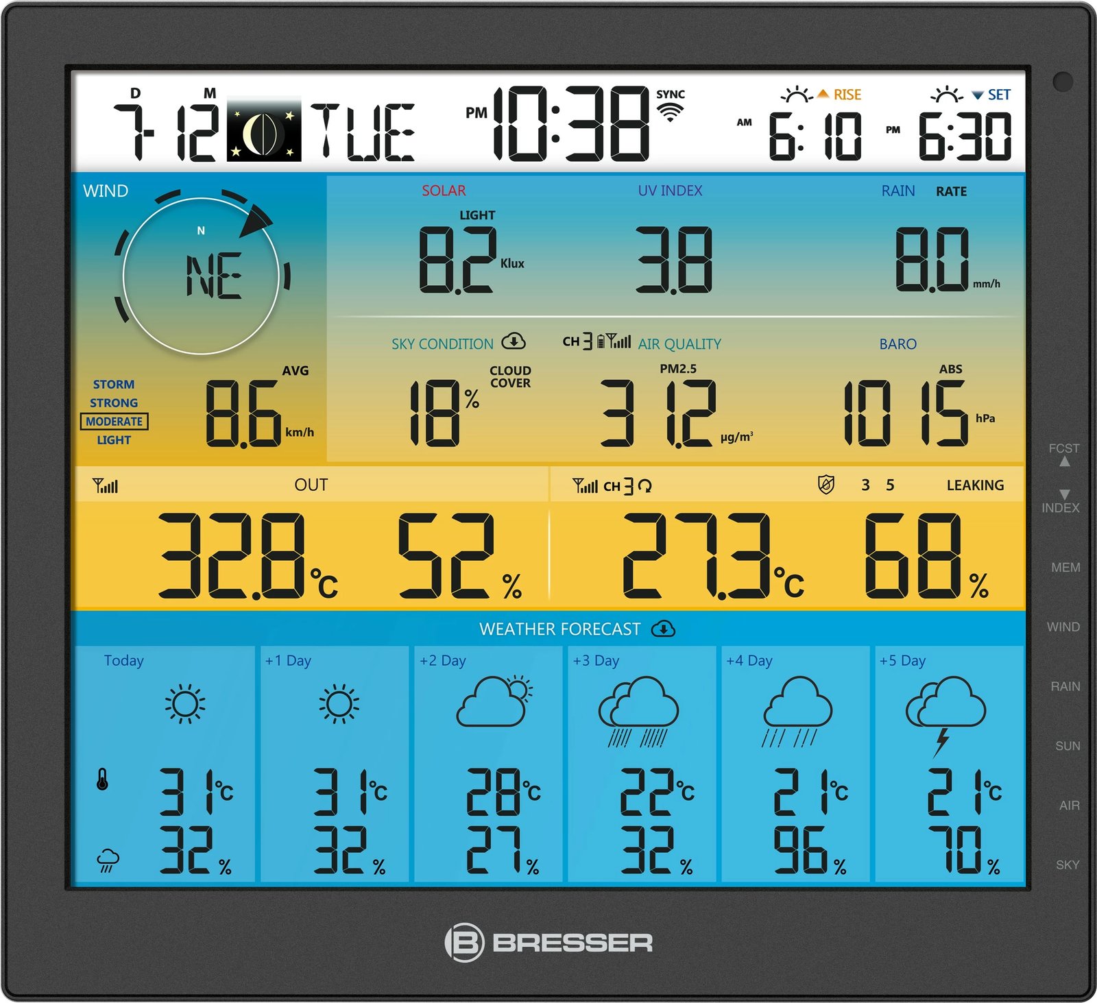 Stacion moti Bresser Wetter Center 7-in-1 solar 6-Tage 4cast Pro SF, i bardhë Stacion moti Bresser Wetter Center 7-in-1 solar 6-Tage 4cast Pro SF, i bardhë