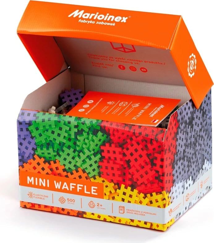 Blloqe ndërtimi Mini Waffle Marioinex 500 copë, shumëngjyrëshe