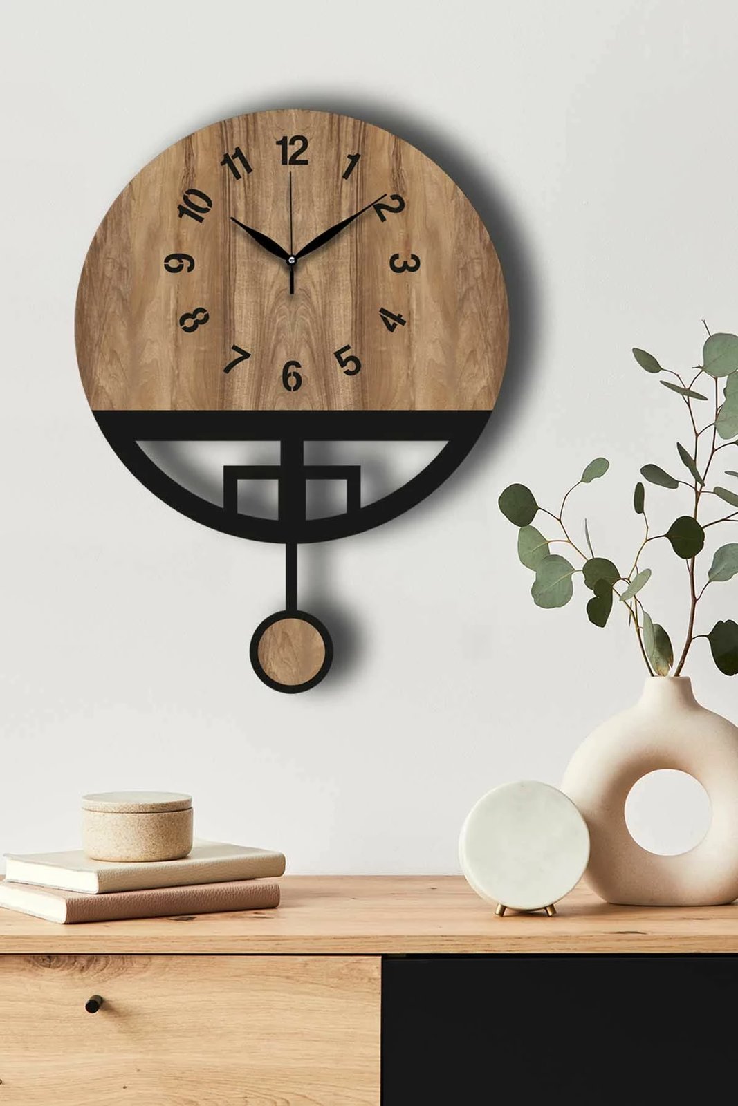 Orë muri dekorative Wallity, ngjyrë arre dhe e zezë, Vlnt108Mo