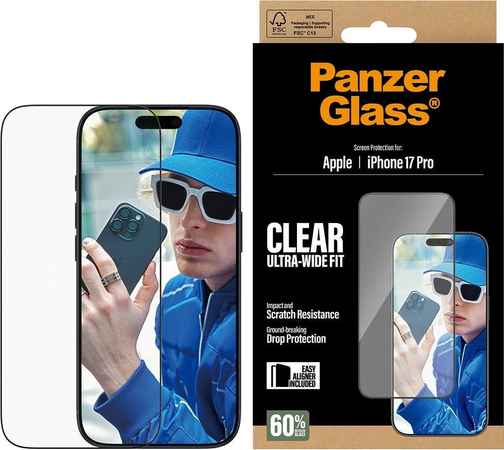 Mbrojtës xhami PanzerGlass për iPhone 17 Pro, UWF