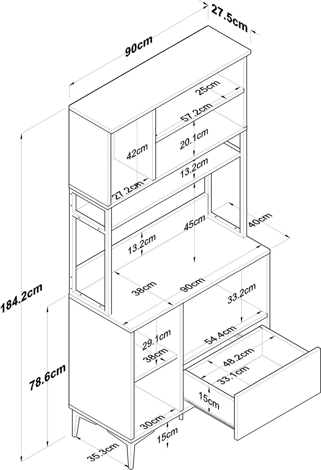 Dollap multifunksional Hanah Home, JE159 - 3253, ngjyrë e bardhë dhe arre