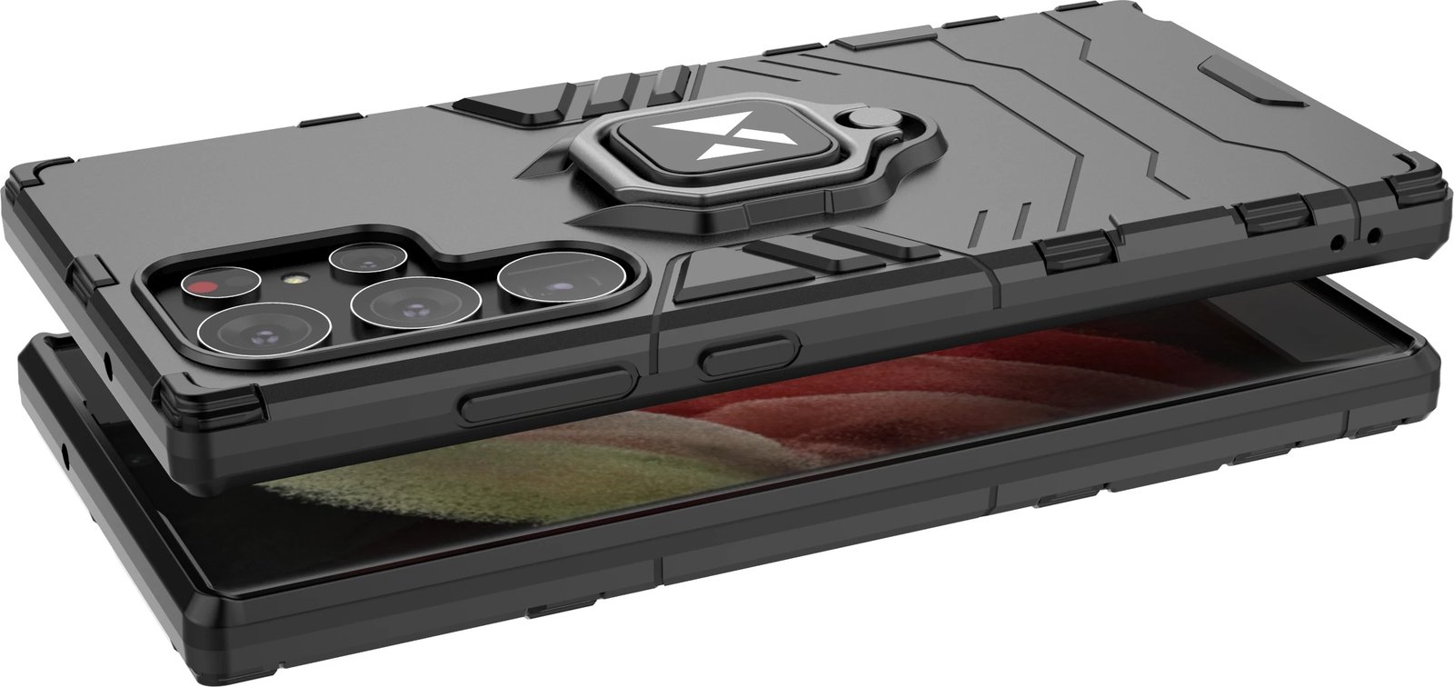 Mbështjellës Wozinsky Ring Armor për Samsung Galaxy S23 Ultra, me unazë dhe këmbalec, e zezë