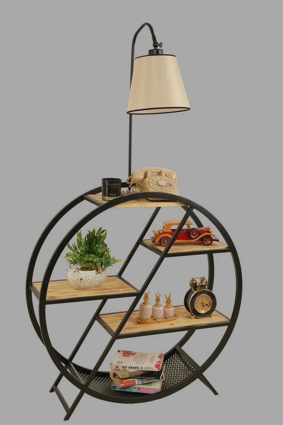 Llambë dyshemeje Opviq, me raft librash, ngjyrë thurje, 8530-4