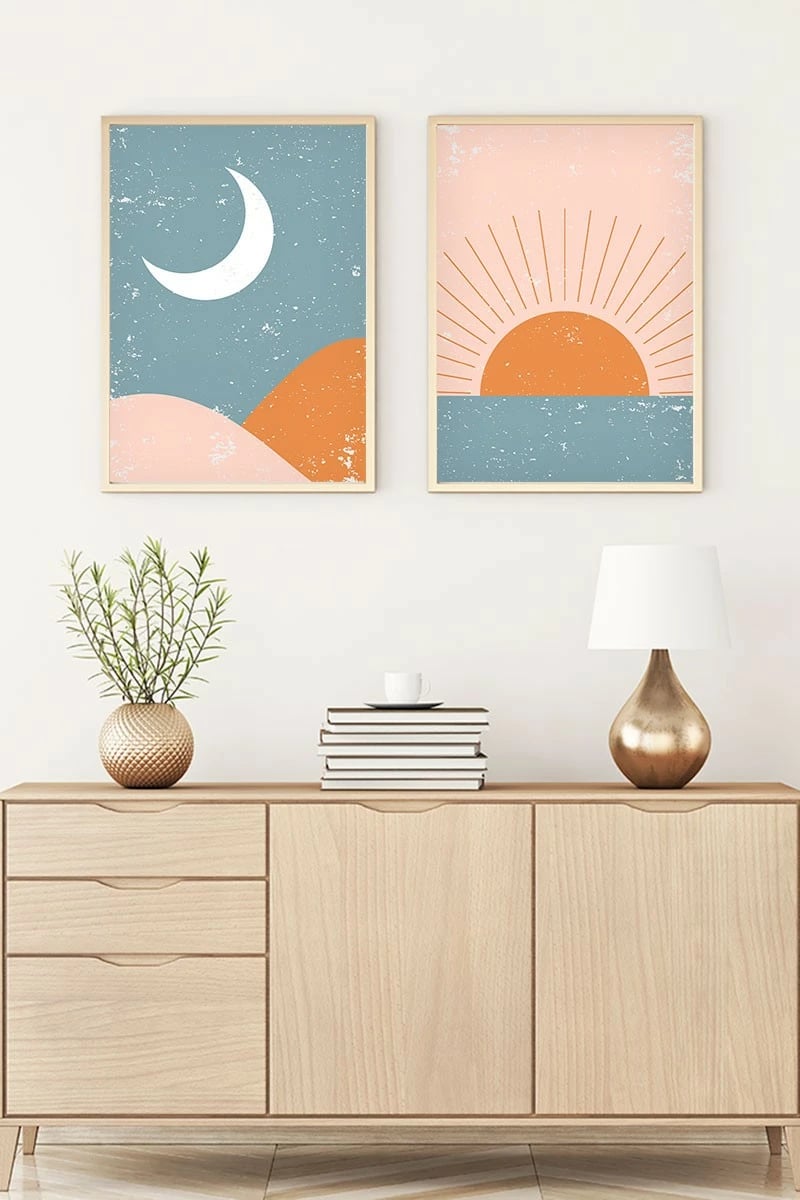 Set pikturash dekorative me kornizë, MDF, Wallity, Huhu6, shumëngjyrëshe, 35x50cm (2 copë)