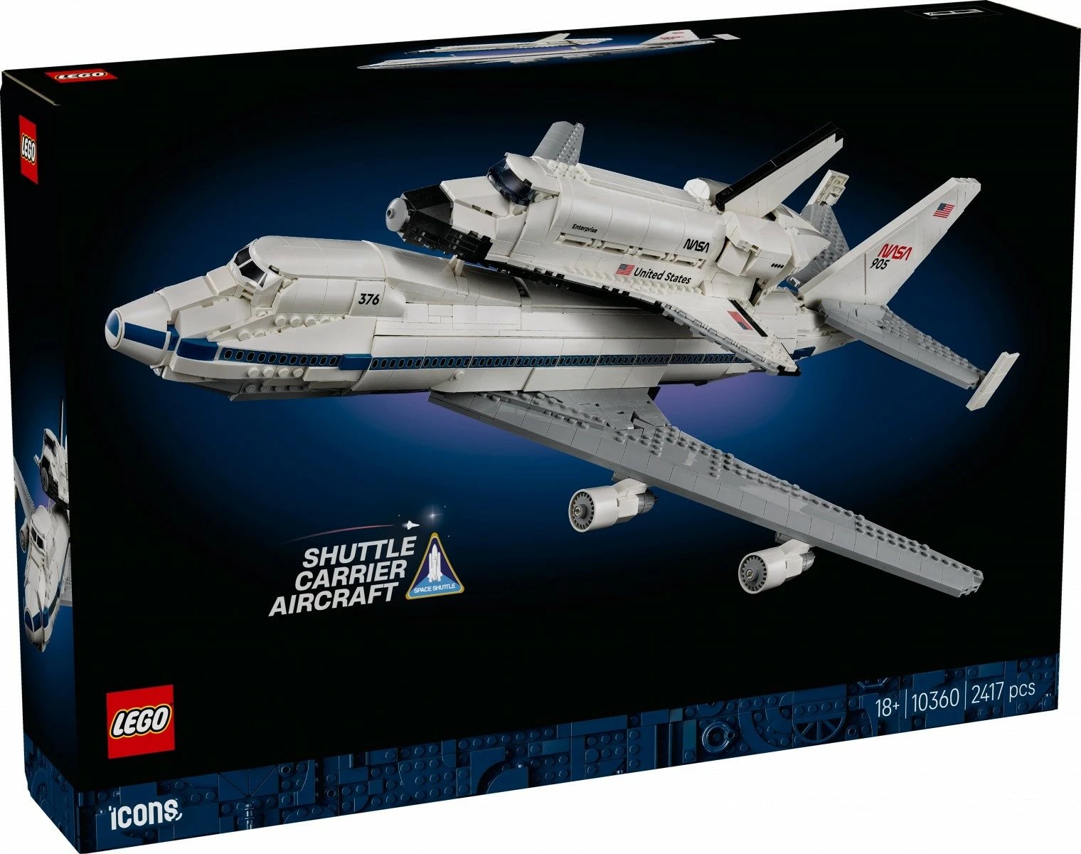 Set ndërtimi, LEGO, Icons Shuttle Carrier 10360, 2417 pjesë, model Boeing 747 me NASA Space Shuttle, 18+