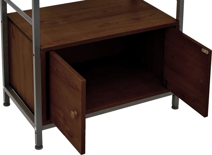 Raft dyshemeje me dollap Kuili, metal i zi, MDF ngjyrë arre, 60x36x121cm