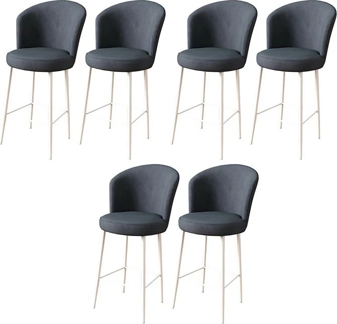 Set karrigesh për bar (6 copë), Hanah Home, Fora, antracit dhe të bardha