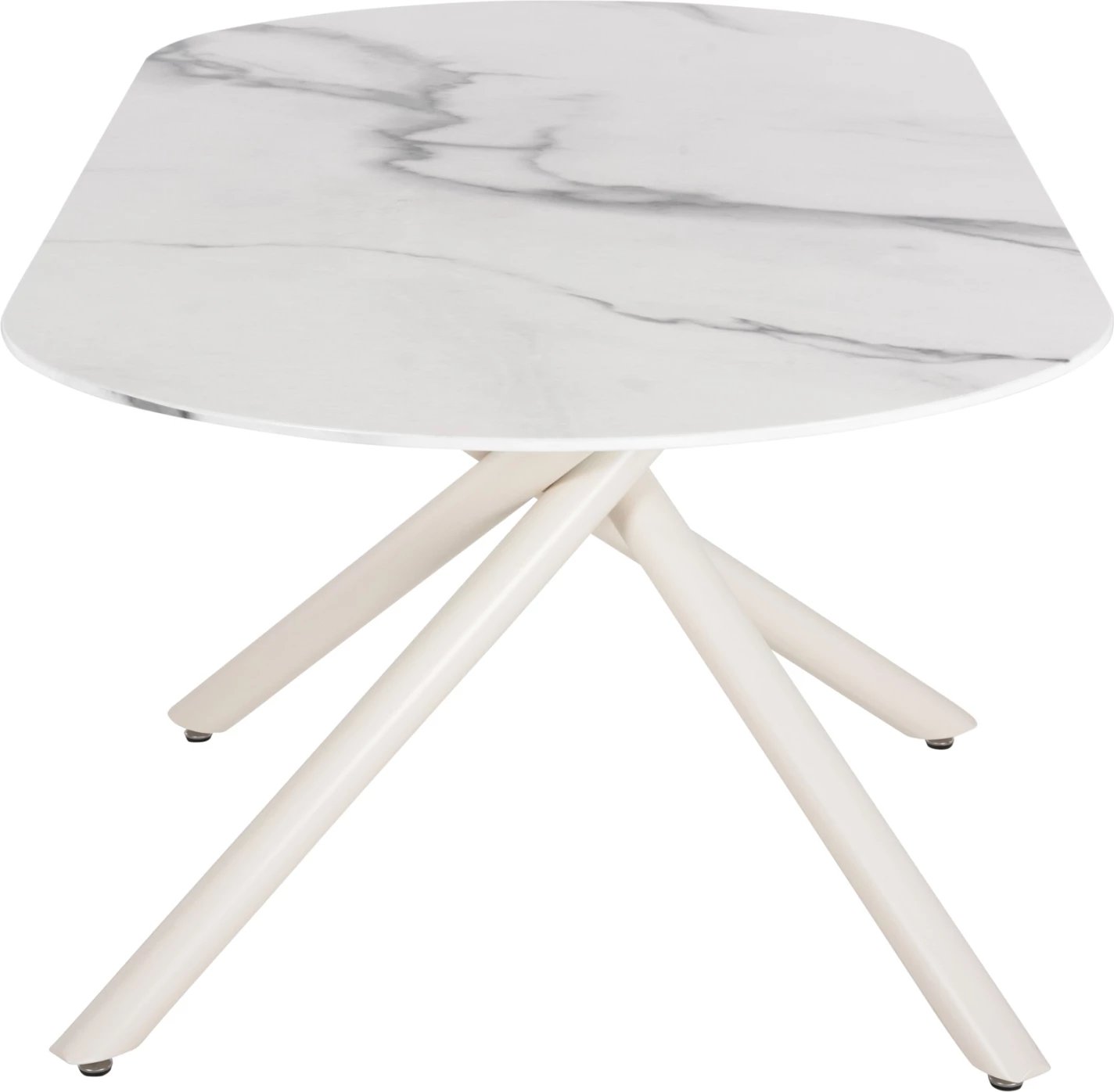 Tavolinë ngrënieje PRENTIS FH9770.01, sipërfaqe qeramike 12mm, mermer i bardhë, këmbë metalike të bardha, 180x90x76H cm