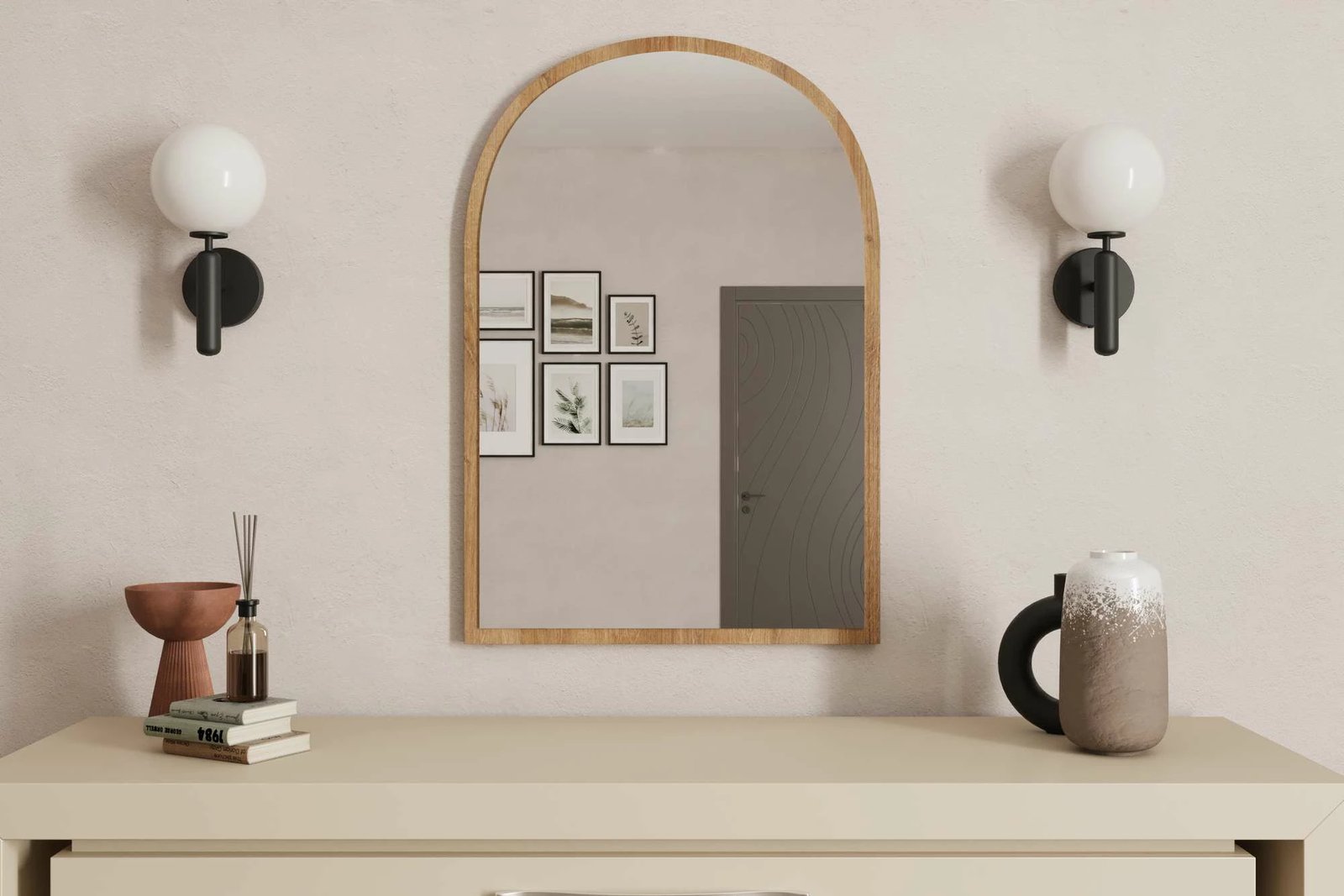 Pasqyrë dekorative, ngjyrë lisi, Brilya, Skye Decor