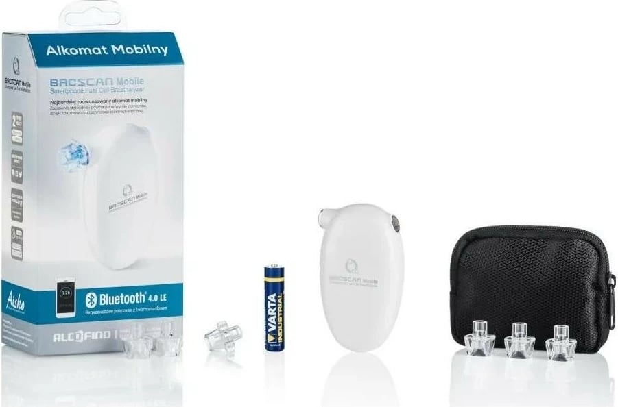 Alkotest Aisko BACscan Mobile, elektro-kimik, ekran me prekje, i bardhë