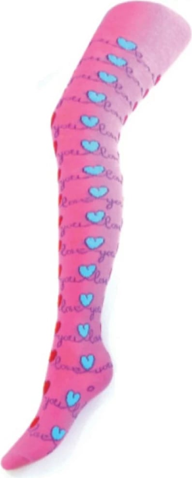 Getra pambuku, New Baby, I Love You, për vajza, madhësia 128 (7-8 vjet), 80% pambuk 16% poliamid 4% elastan, rozë