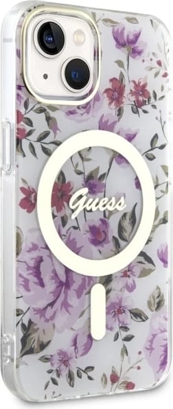 Mbështjellës Guess Flower MagSafe për iPhone 14, Transparent Mbështjellës Guess Flower MagSafe për iPhone 14, Transparent