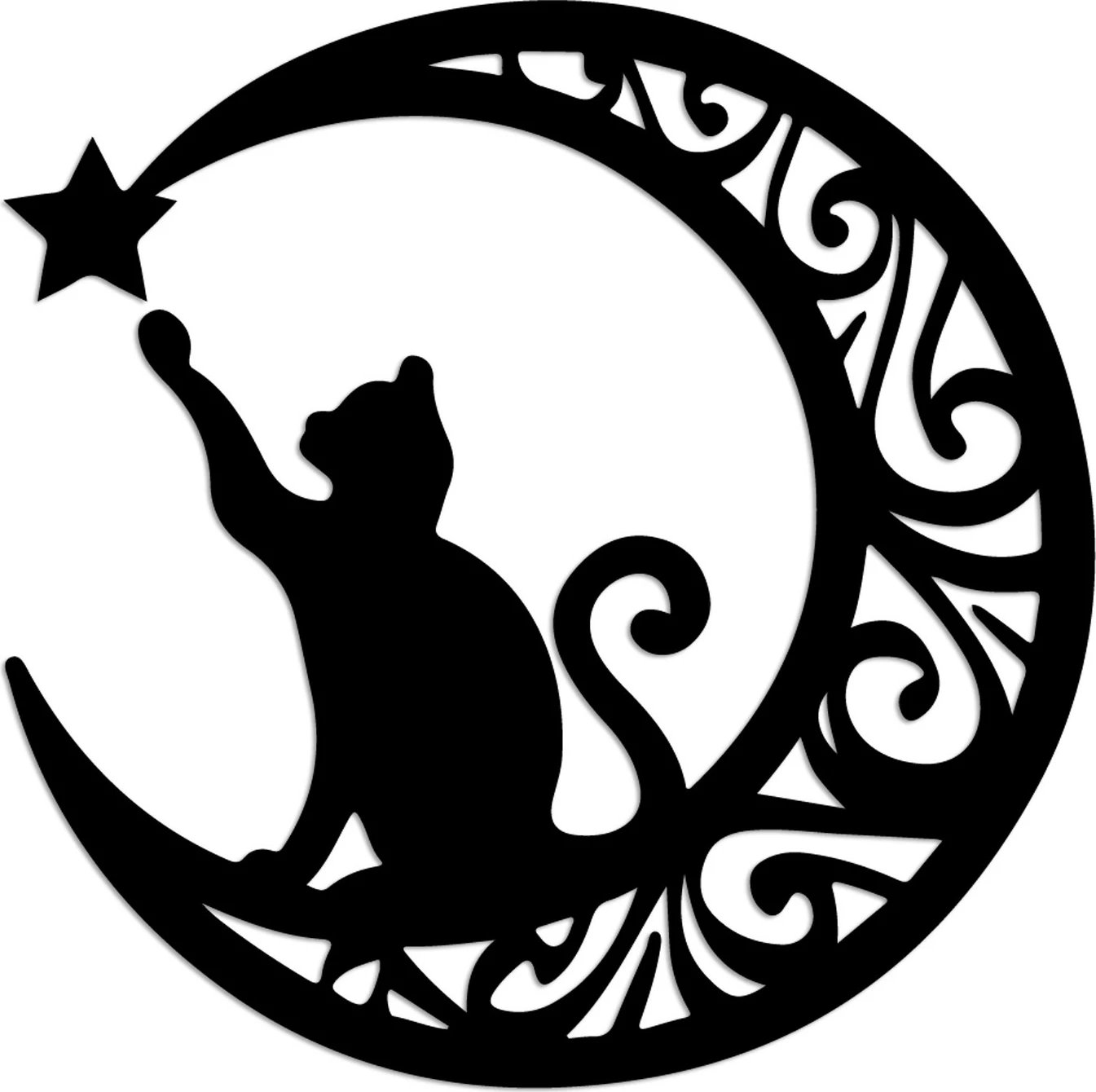 Aksesor dekorativ metalik për mur, mace, Wallity, 55x55cm