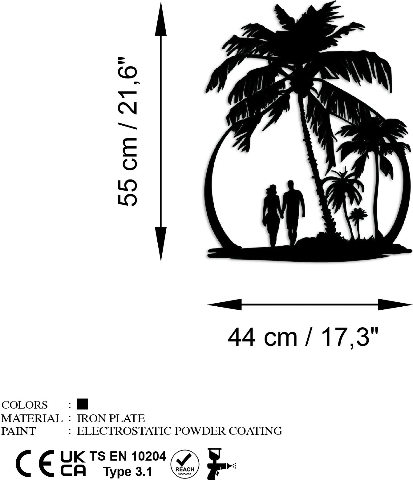 Aksesor dekorativ metalik për mur, Wallity, plazh