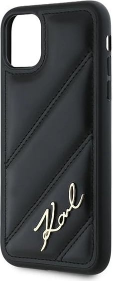 Mbështjellës Karl Lagerfeld Diagonal Quilted Script për iPhone 11/XR, i zi