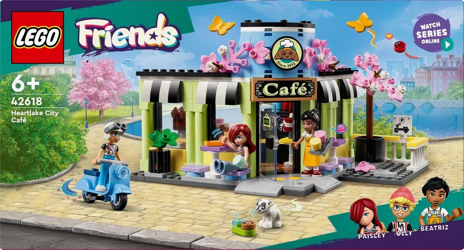 Set LEGO Friends Heartlake Cafe 42618, 426 pjesë, me mini-dollë dhe skuter, plastikë