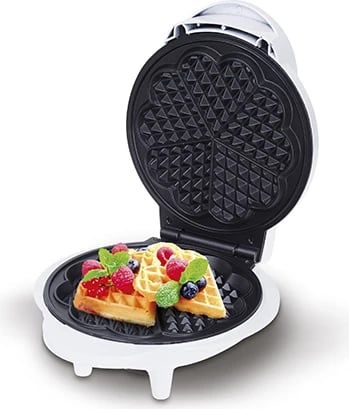 Pjekës waffle, Adler CR 3022, 1000 W, termostat, 5 zemra, veshje qeramike jo-ngjitëse, e bardhë