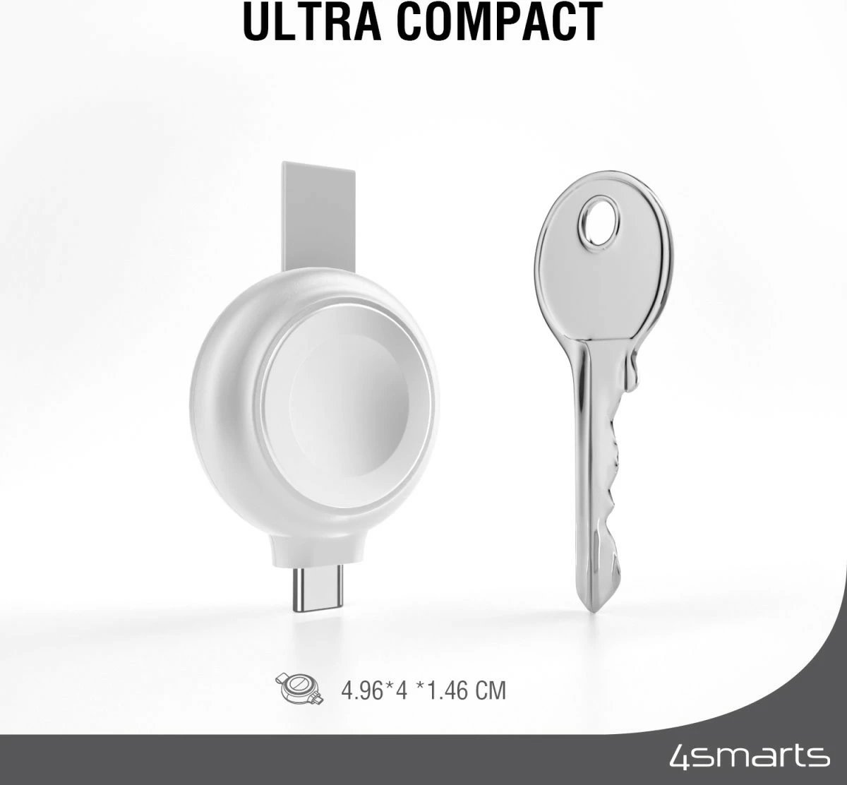 Karikues i shpejtë Apple Watch 4smarts MFi, USB-C, argjendtë