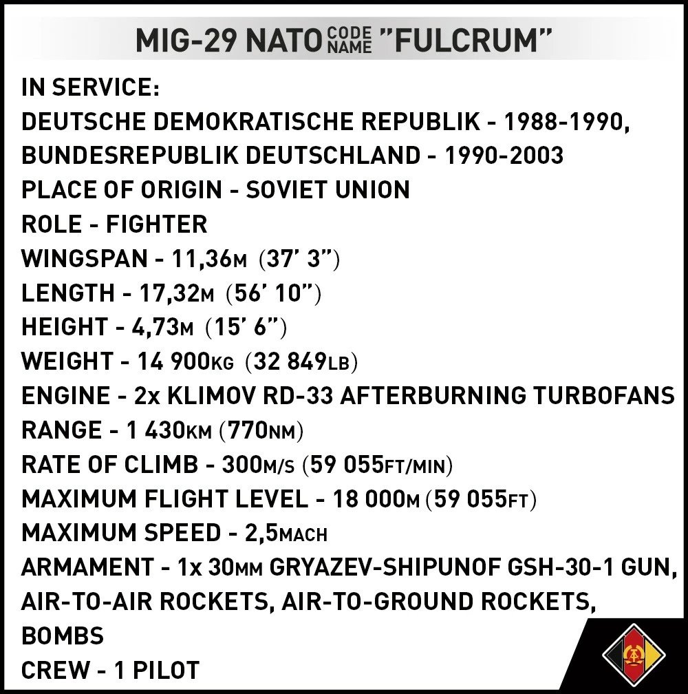 Set blloqe Cobi Klocki MiG-29 Armed Forces, 545 pjesë, Kamuflazh