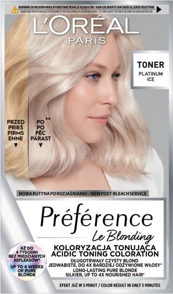 Ngjyrë për flokë për femra L'Oreal Paris Preference Le Blonding Coloring Toning Platinum Ice, 1 copë