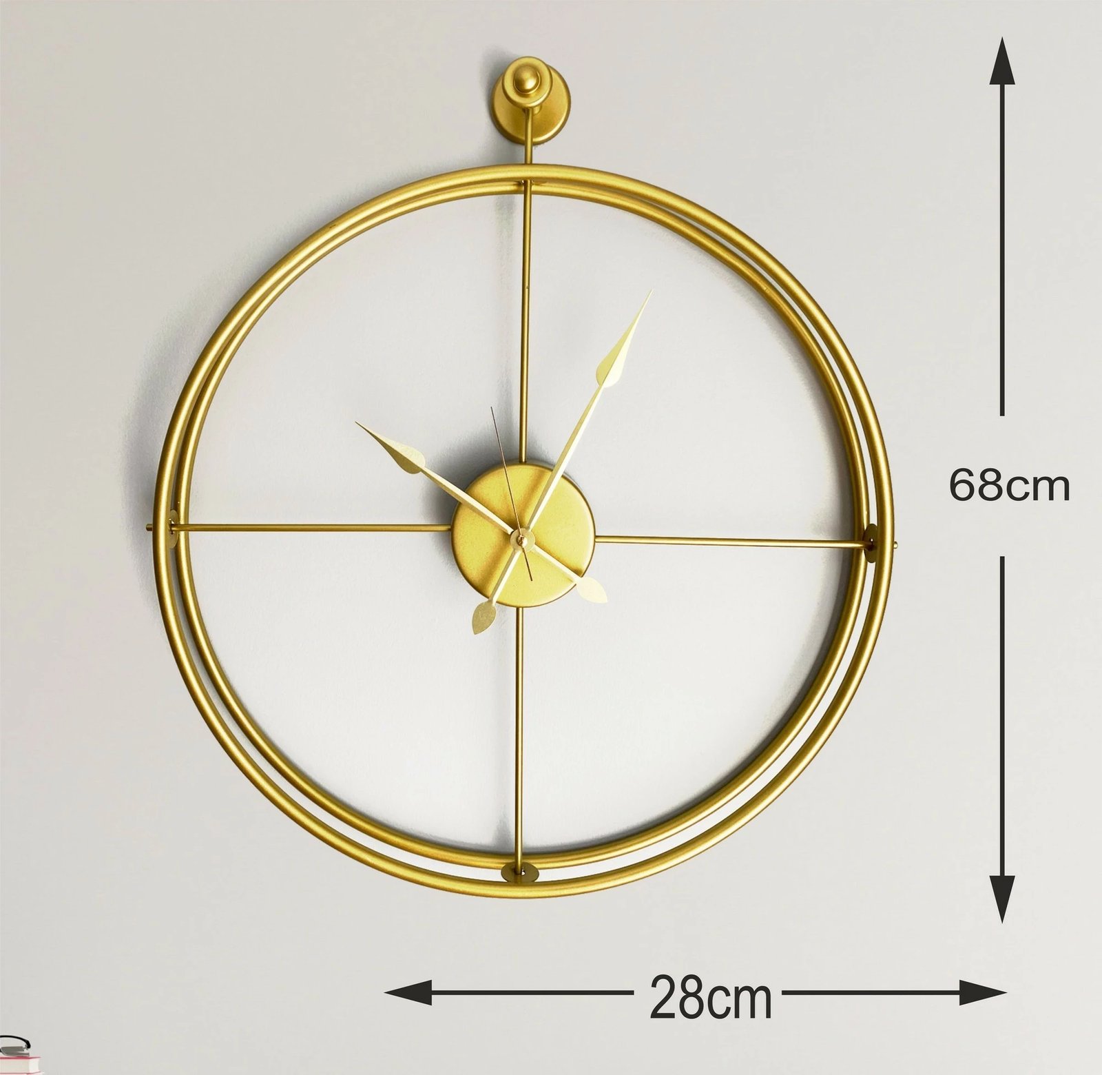 Orë muri dekorative prej metali, ngjyrë ari, Wallity, Mclock-00107