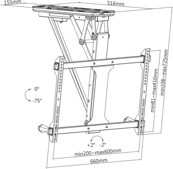 Mbajtës tavani elektrik për TV Techly 368680, 32-70 inç, i zi Mbajtës tavani elektrik për TV Techly 368680, 32-70 inç, i zi